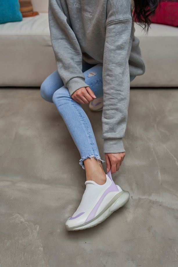 Calole Kadın Beyaz Airtaban Detay Trıko Sneakers Ayakkabı - 3