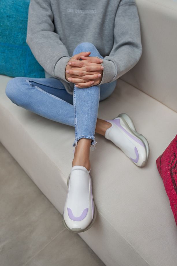 Calole Kadın Beyaz Airtaban Detay Trıko Sneakers Ayakkabı - 6
