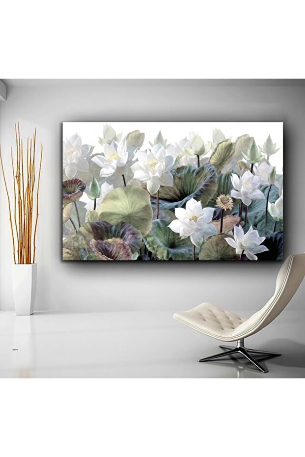 Beyaz Çiçek Kanvas Tablo - 1