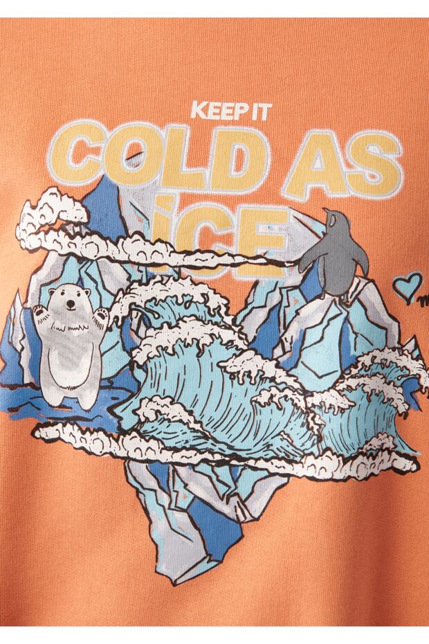 Cold As Ice Printed Orange Sweatshirt 1610124-71417 - 5