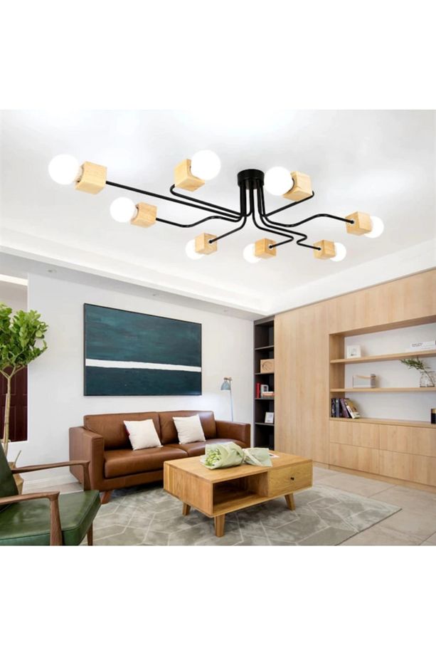 Modern Ahşap Detay Örümcek Avize - 2
