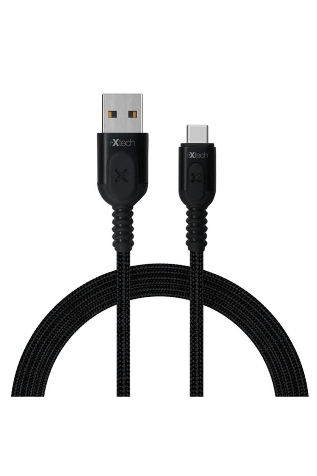 Type-c Girişli Işıklı Gösterge Usb Hızlı Şarj Ve Data Örgü Kablo 1mt Siyah - 3