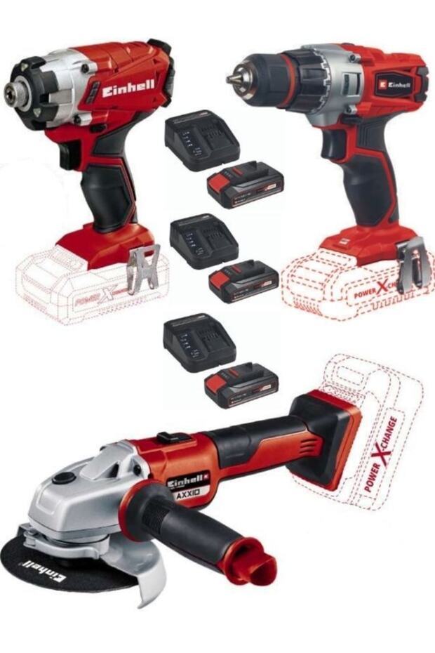 Te-ci 18/1 Vidalama Te-cd 18/2 Matkap Axxio 125 Mm Avuç Taşlama 3x2.5 Ah Akülü Usta Seti - 1