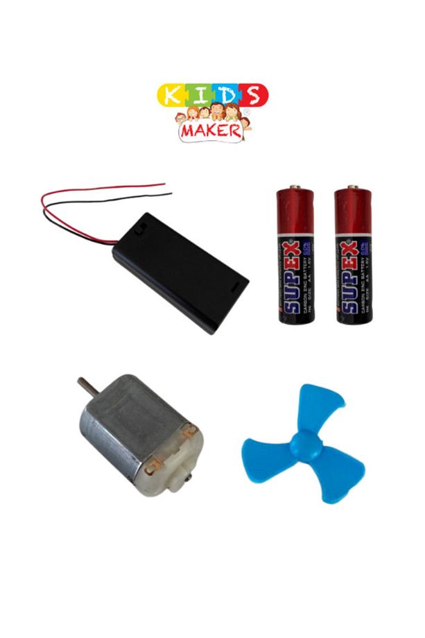 Kids Maker Deney Seti 1 : 2'li Anahtarlı Aa Pil Kutusu 2 Aa Pil 1 Deney Motoru 1 Pervane - 1
