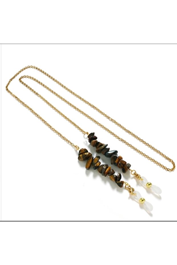 Yellow Chain Broken Natural Stone Tiger Eye Glasses Chain