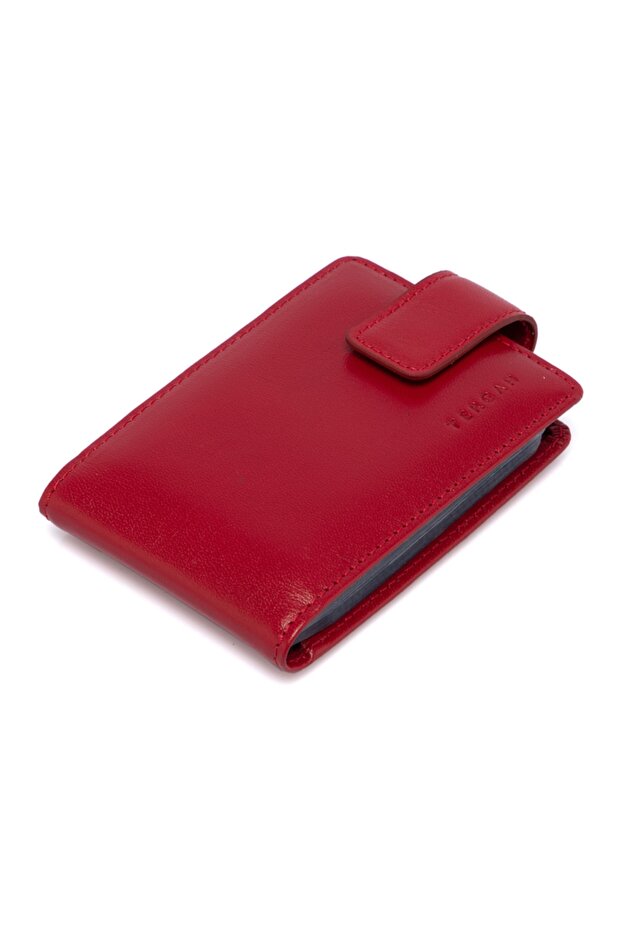 Red Leather Unisex Credit Card Holder 01512c71