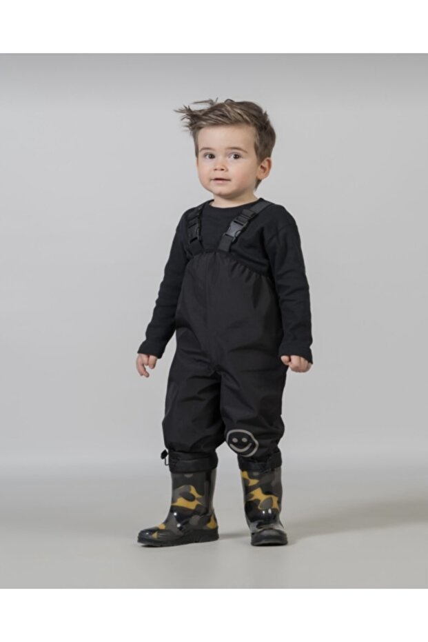 Black Rain Coverall with Waterproof Straps