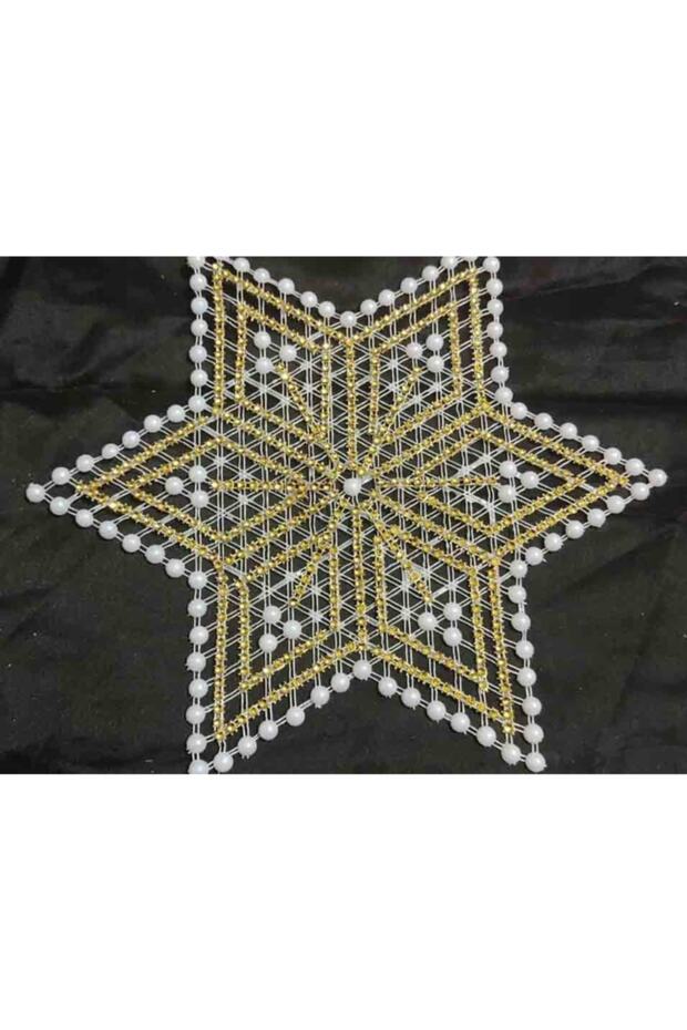 Star Patterned Lace Work - Beaded Pulley Napkin Tsrm10-1