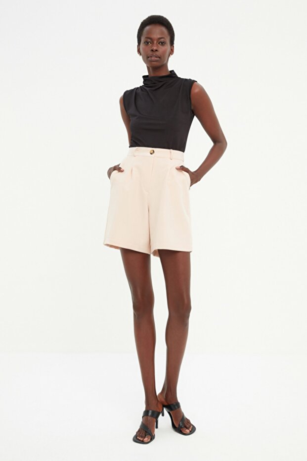 Tkane spodenki miejskie - kamienna kieszeń, TWOSS19WX0108 - 2