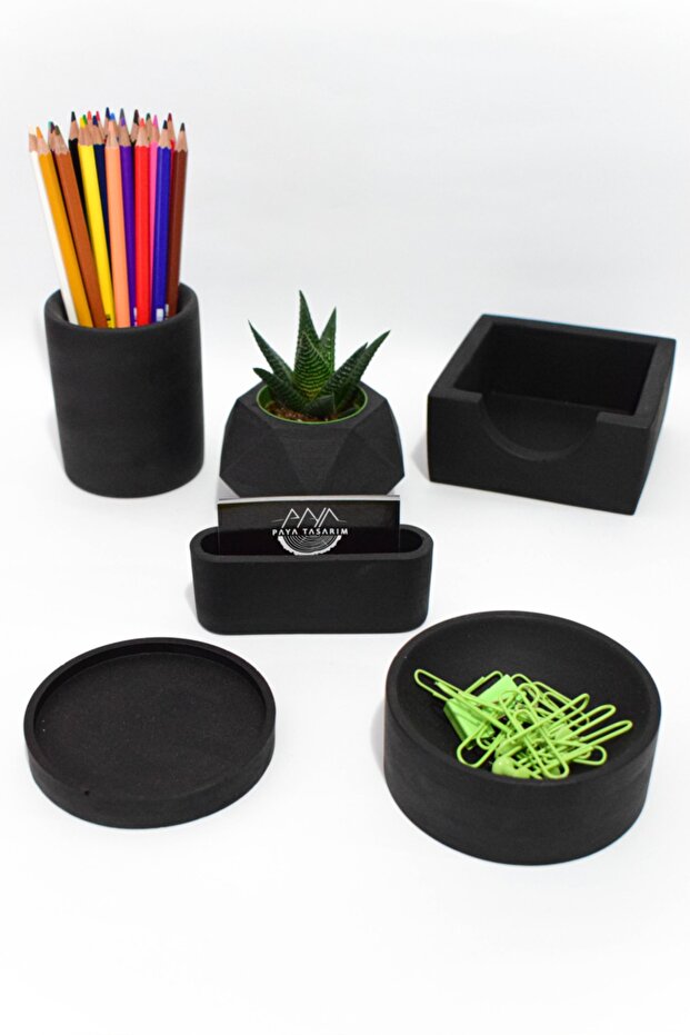 Office Set Pen Holder Flower Pot Cup Holder Memo Pad Holder Paper Clip Holder Business Card Holder Cactus