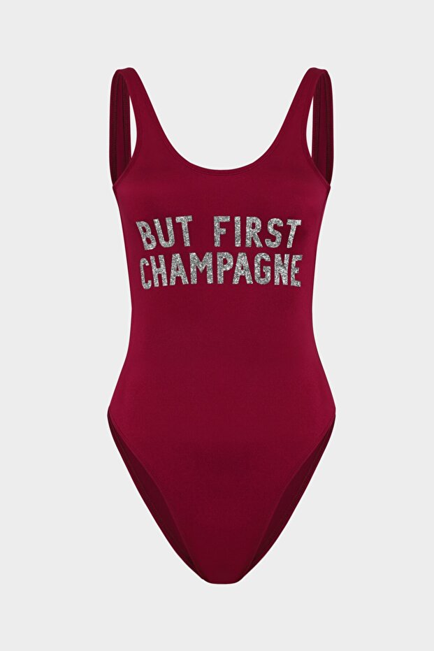 But Fırst Champagne Sloganlı Push Up Mayo - 1