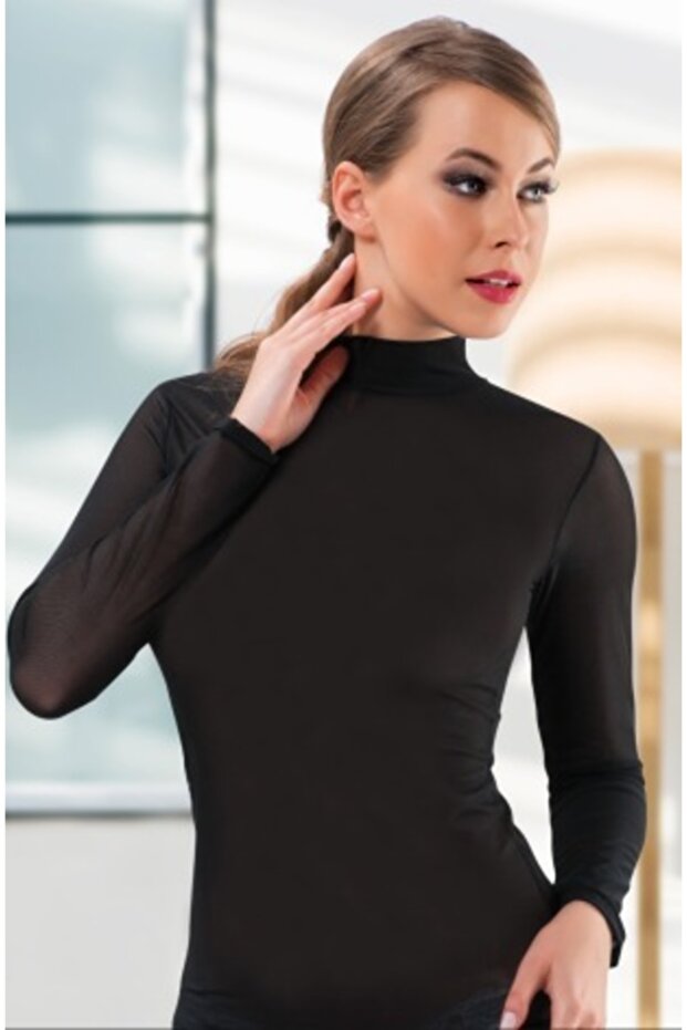 3-Piece Women's Cotton Black Tank Top with Tulle Detail & Comfortable Texture & Long Sleeve