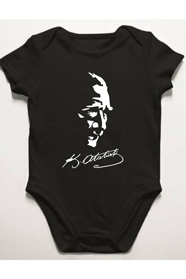 Ataturk Printed Black Baby Bodysuit
