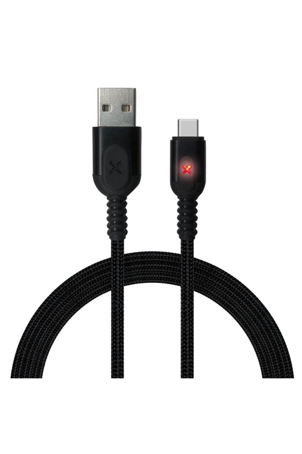 Type-c Girişli Işıklı Gösterge Usb Hızlı Şarj Ve Data Örgü Kablo 1mt Siyah - 2
