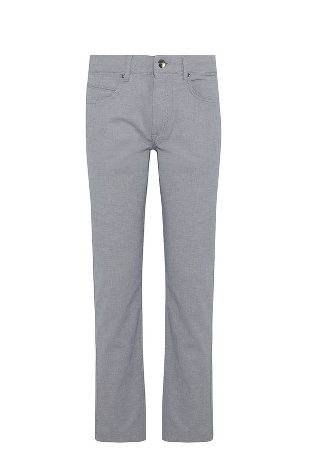 Lacivert Regular Fit Desenli Pamuklu 5 Cep Kanvas Pantolon - 1