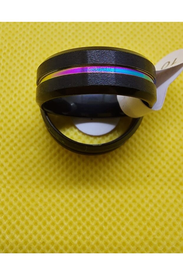 Titanium Plated Stainless Steel Rainbow Slotted Ring