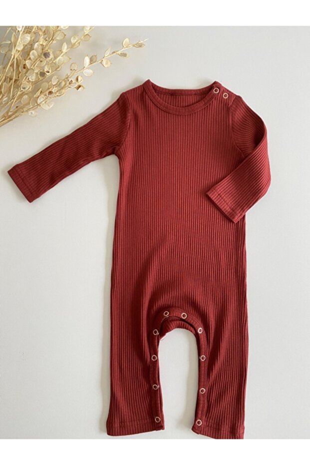 Red Brown Corded Modal Long Jumpsuit