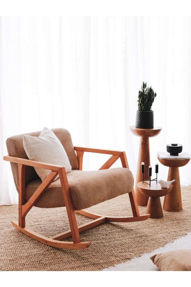 Sallanan Ahşap Berjer Kadife - 1