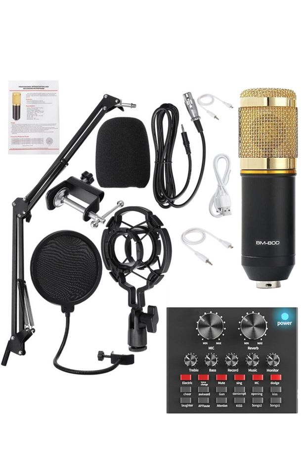 Bm800 V8 Plus Ses Kartlı Stüdyo Kayıt Youtuber Mikrofonu Seti - 4