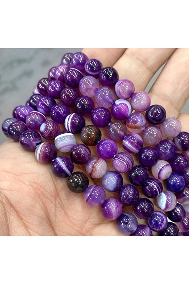 1 String Natural Purple Agate Stone String Natural Stone 8mm