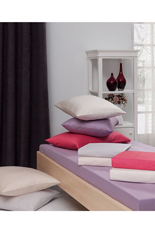 Lanotte Satin Single Person Fitted Pillow Plain Painting Powder