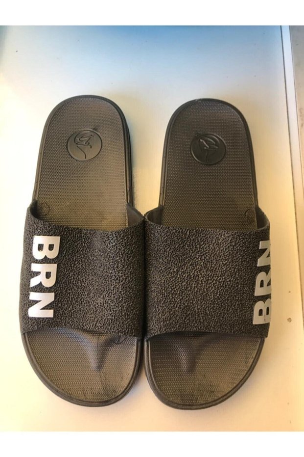 Brn 1797 Non-Slip Sole Black Slippers Sea Beach Pool Slippers Daily Slippers.