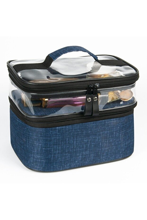 Transparent Double Compartment Portable Luxury Women's Travel Makeup Bag