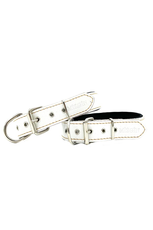 White Soft Textured Leather Dog Collar Dog Collar