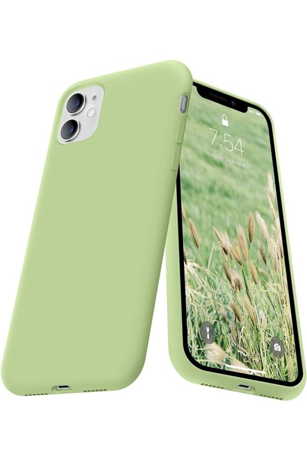 حافظة إطلاق متوافقة مع هاتف iPhone 11 مع غطاء داخلي من السيليكون الناعم القابل للمسح باللون الأخضر
