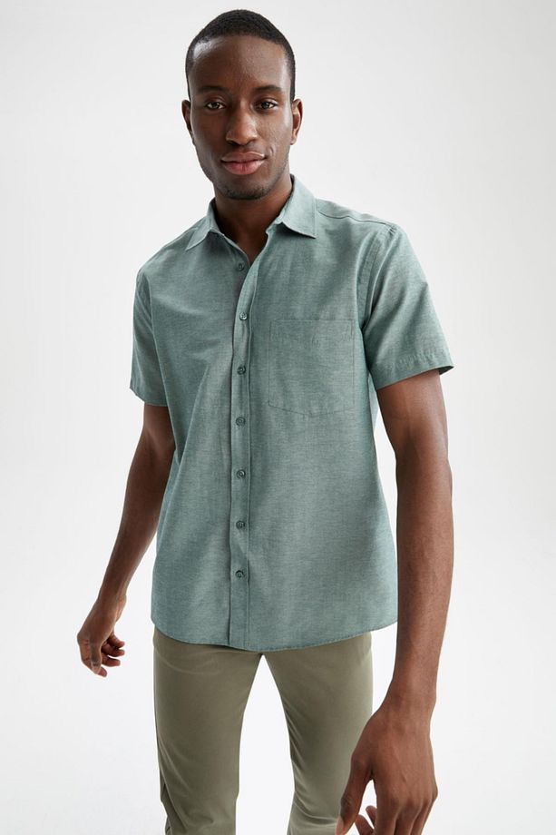 Regular Fit Polo Yaka Kısa Kollu Gömlek - 1