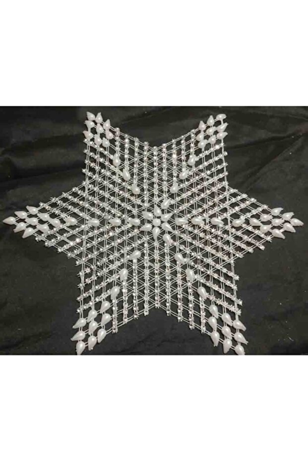 6 Pieces Pulley Work Beaded Star Napkin Lace Tsrm12-6