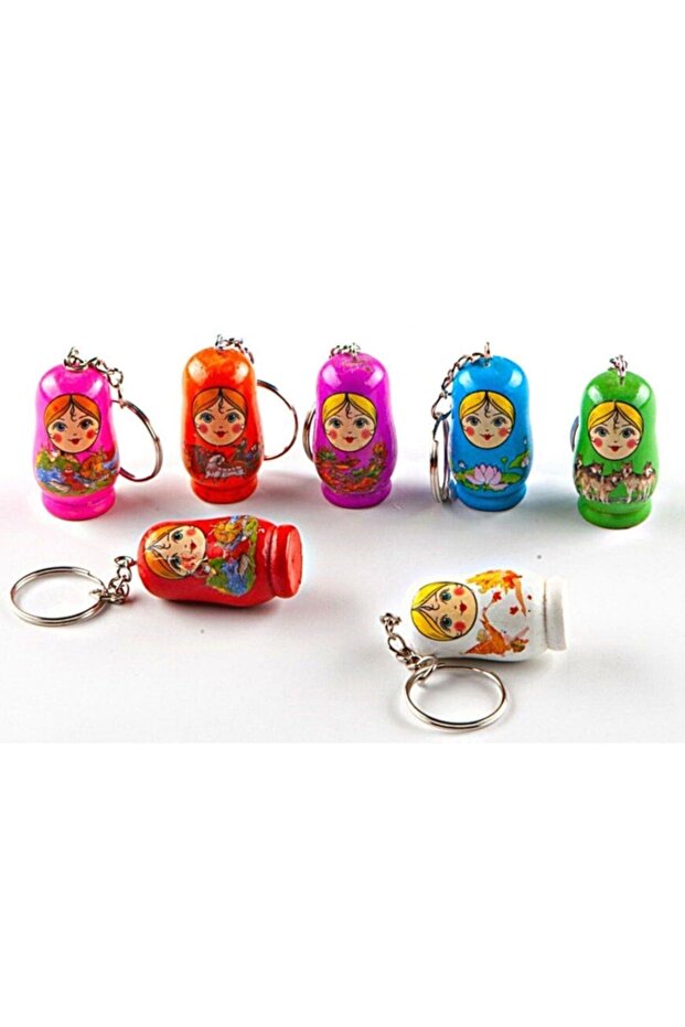 Wooden Matryoshka Baby Keychain Yellow