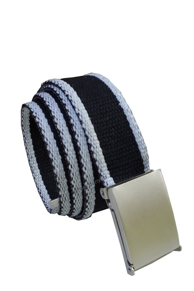 Unisex Sports Tactical Style Canvas Cloth Belt Black-grey