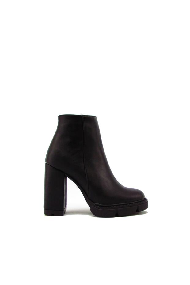 Siyah Kadın Uzun Kalın Topuklu Bot - 1