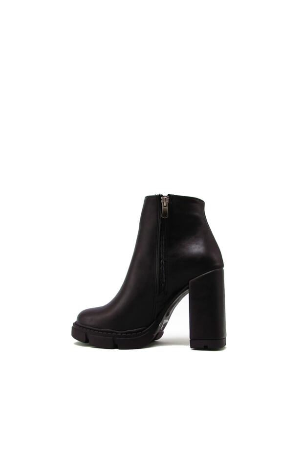 Siyah Kadın Uzun Kalın Topuklu Bot - 2