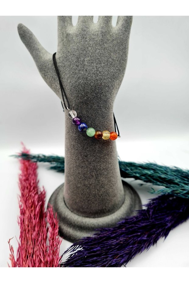 Natural 7 Chakra Bracelet Crystal Quartz, Amethyst, Lapis Lazuli, Aventurine, Tiger's Eye, Citrine, Agate