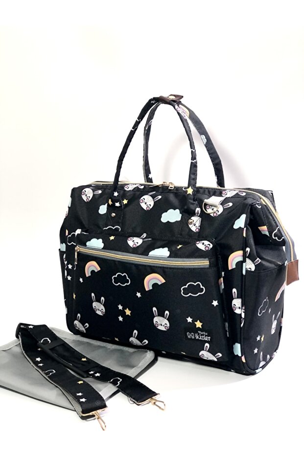 Baby Care Bag, Side Strap, Mother Baby Bag with Thermal Bottle Compartment