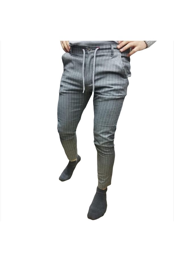 Erkek Bağcıklı Keten Pantolon - 1