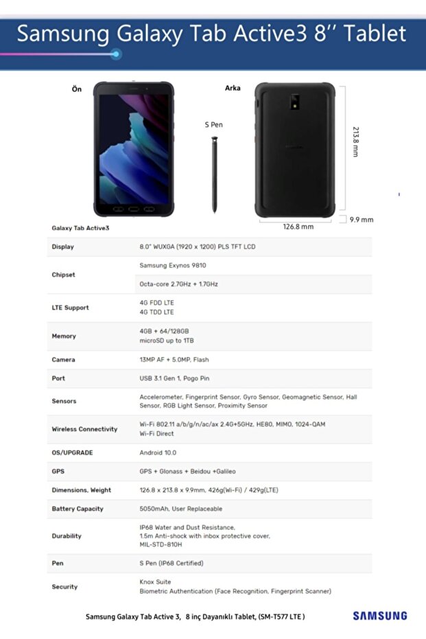 T577 Black Galaxy Tab Active 3 - 7