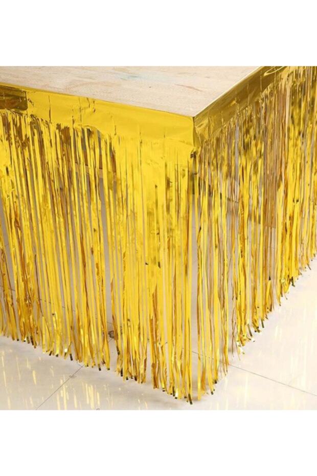 Metallic Gold Tassel Table Skirt 70x300 Cm