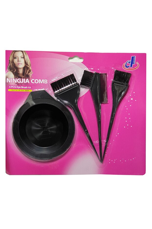 Hair Dye Brush Crepe Comb Dye Container Hair Coloring Set 4 Pieces