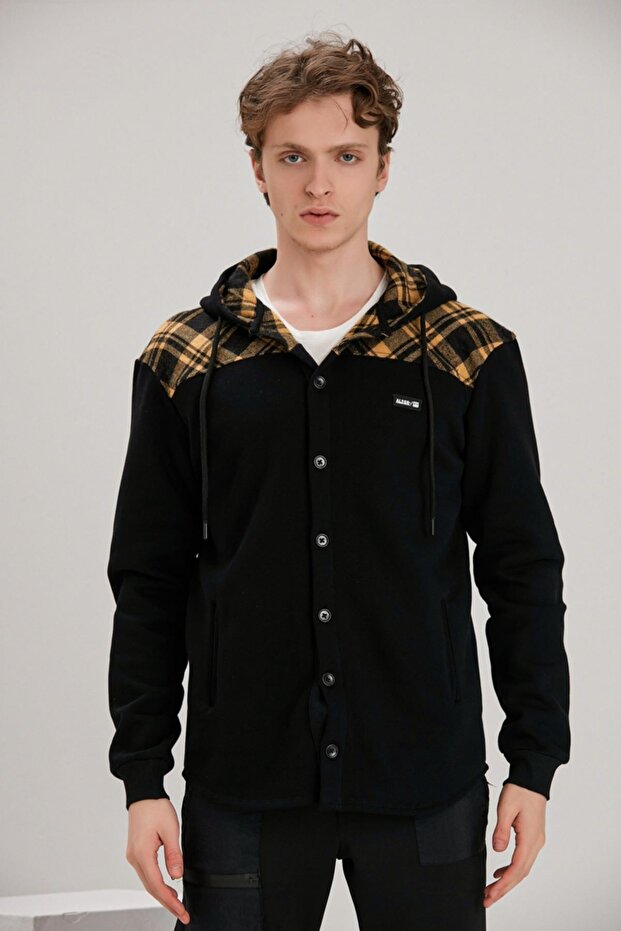 Plaid Detailed Buttoned Sweatshirt (e22-61500) - 2