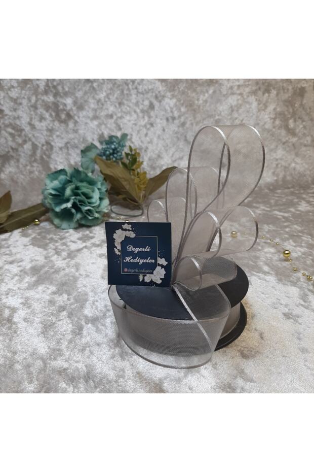2.5 Cm Chiffon Gray Ribbon 20 Mt. Wheel Ribbon