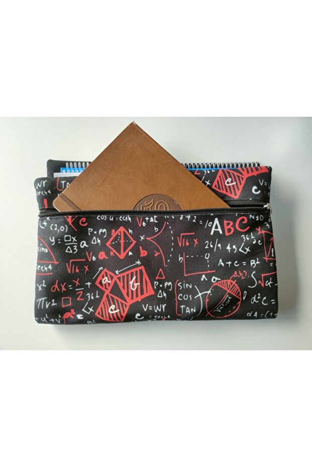 Black Red Patterned Book Carrying Bag