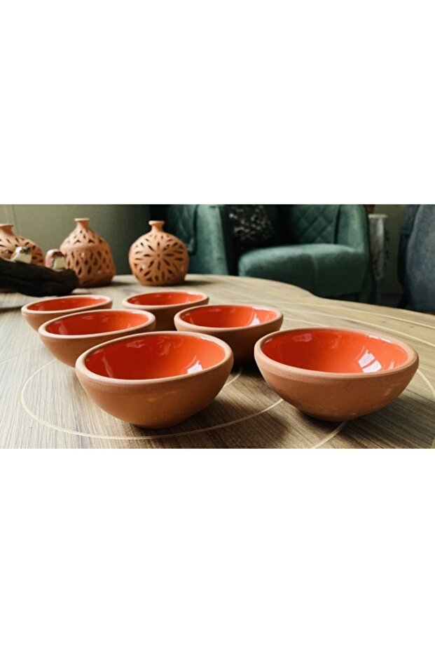 Set of 6 Natural Glazed Snack Bowls and Sauce Bowls