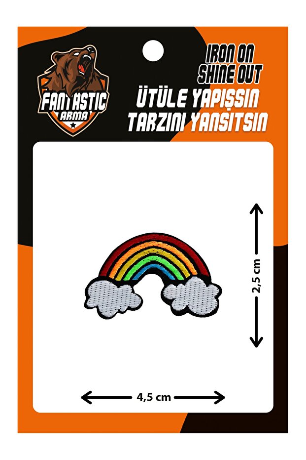 Iron-On Sew-On Woven Crest Patch, Rainbow