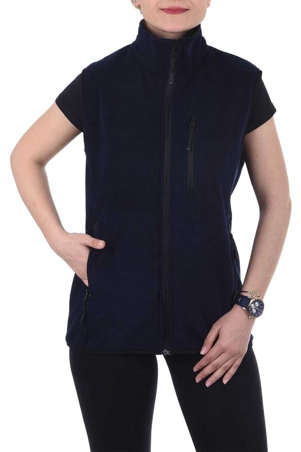 Women's Navy Blue Sports Fleece Vest