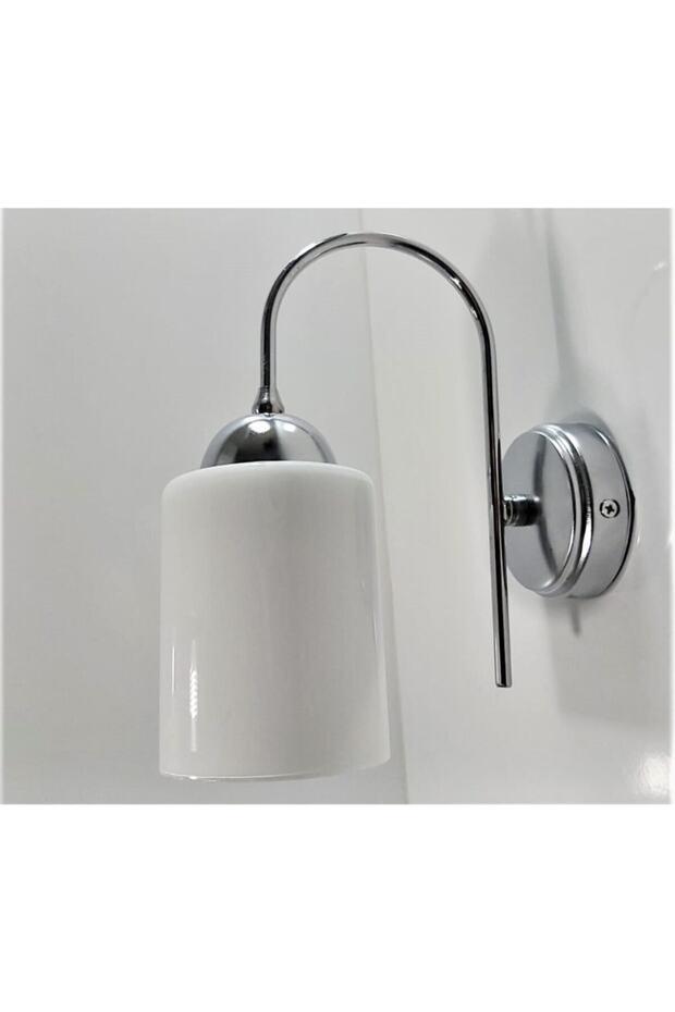 Krom Beyaz Camlı Aplik - 1