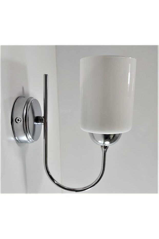 Krom Beyaz Camlı Aplik - 2