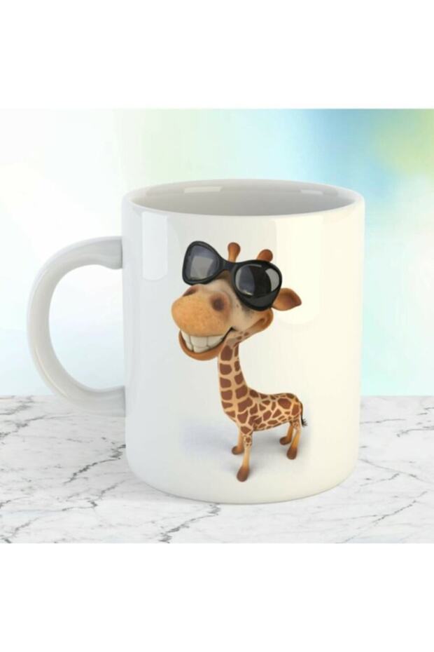 كوب بطبعة زرافة مع نظارات - 1